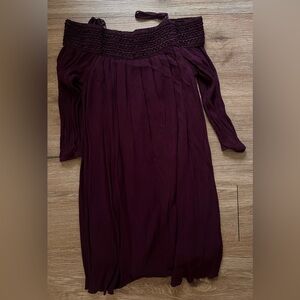 Elegant Plum Long Sleeve Dress
